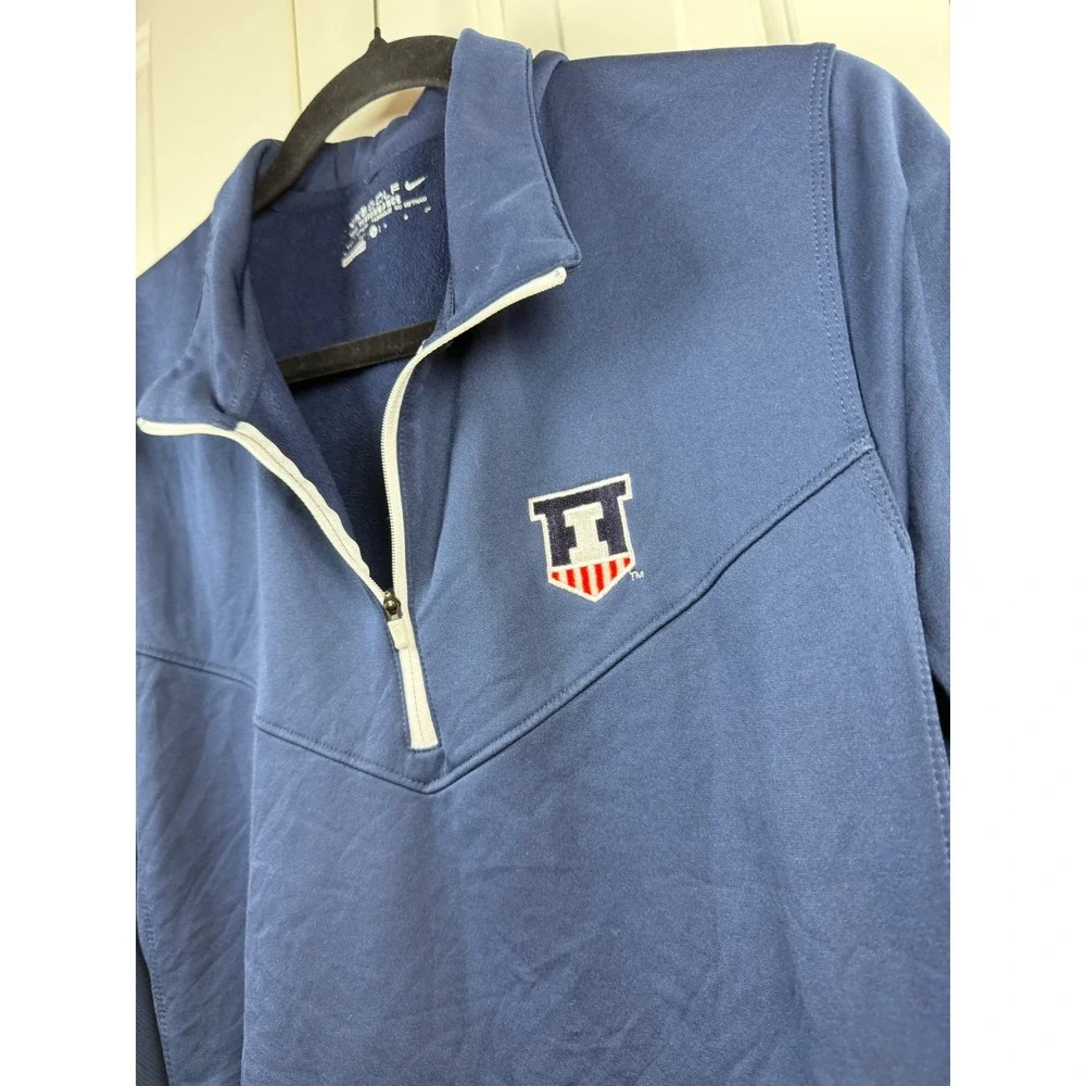 Nike Golf Therma-FIT Quarter Zip Pullover Mens Small Navy  Fighting Illini